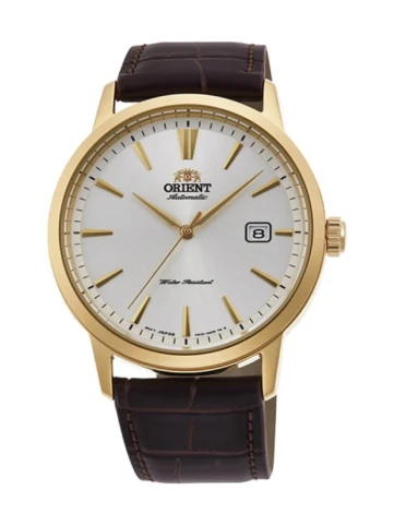 Мъжки ръчен часовник с автоматичен механизъм - корпус от Стомана - Естествена кожа - цвят Сребрист