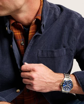 Мъжки ръчен часовник с кварцов механизъм - корпус от Стомана - Стоманена верижка - цвят Син