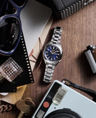 Дамски ръчен часовник с автоматичен механизъм - корпус от Стомана - Стоманена верижка - цвят Син