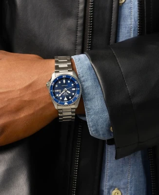 Мъжки ръчен часовник с автоматичен механизъм - корпус от Стомана - цвят Син