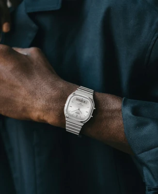 Унисекс ръчен часовник с кварцов механизъм - корпус от Стомана - Стоманена верижка - цвят Сив