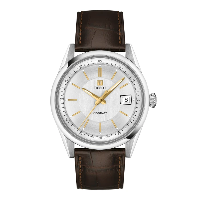 Tissot T157.407.16.031.00 Classic Traditional Visodate 39mm - Мъжки ръчен часовник с автоматичен механизъм - корпус Стомана - Сребрист