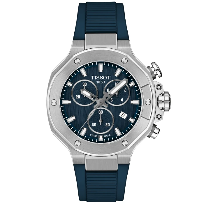 Tissot T141.817.17.041.00 T-Race - Унисекс ръчен часовник с кварцов механизъм - корпус от Стомана - Силиконова каишка - цвят Син Черен