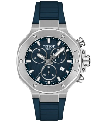 Унисекс часовник с кварцов механизъм - корпус от Стомана - Силиконова каишка - цвят Син Черен