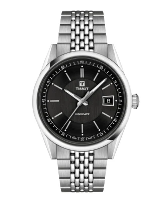 Tissot T157.407.11.051.00 Visodate 39 мм - Унисекс ръчен часовник с автоматичен механизъм - корпус от Стомана - цвят Черен