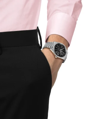 Мъжки ръчен часовник с автоматичен механизъм - корпус от Стомана - цвят Черен