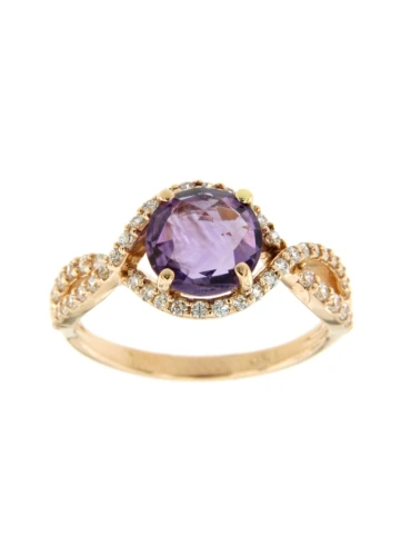 Унисекс пръстен от 14K Злато Розово - с форма - Цирконий