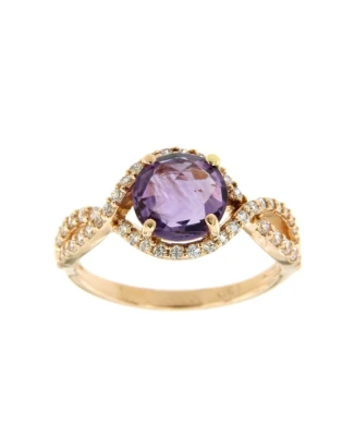 Унисекс пръстен от 14K Злато Розово - с форма - Цирконий