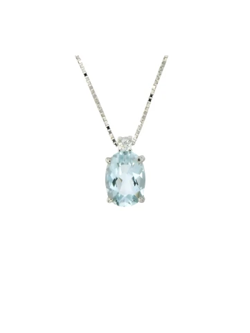 Дамски колие Four Line CLN1509HW от 14K Злато Бяло - с форма - Аквамарин