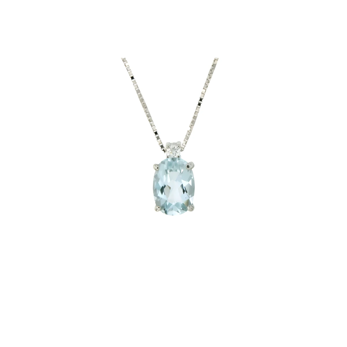 Дамски колие Four Line CLN1509HW от 14K Злато Бяло - с форма - Аквамарин