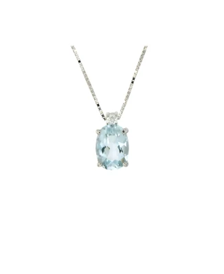 Дамски колие Four Line CLN1509HW от 14K Злато Бяло - с форма - Аквамарин