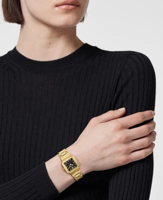 Дамски ръчен часовник с кварцов механизъм - корпус от Стомана - цвят Черен