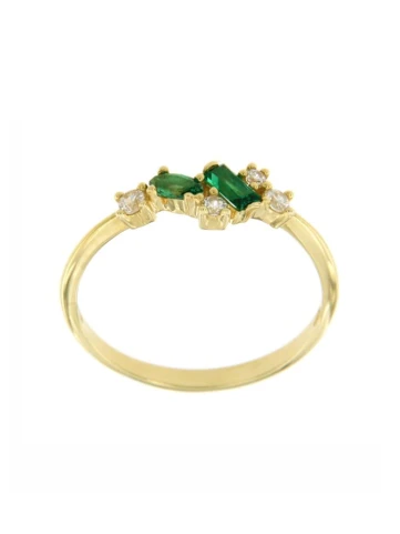 Унисекс пръстен Four Line A3988C6 от 14K Злато Жълто - с форма - Цирконий