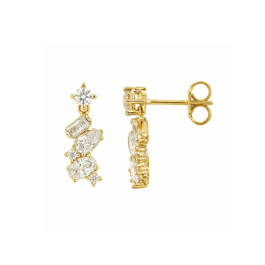 Дамски обеци Four Line OR5316 от 14K Злато Жълто - с форма - Цирконий