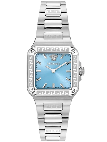 Versace VE5G00726 Greca Edge - Дамски ръчен часовник с кварцов механизъм - корпус от Стомана - Стоманена верижка - цвят Син