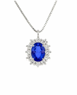 Унисекс колие Four Line P2400W-BL от 14K Злато Бяло - с форма - Цирконий