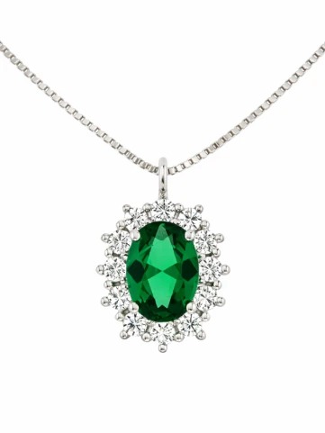 Унисекс колие Four Line P2400W-GR от 14K Злато Бяло - с форма - Цирконий