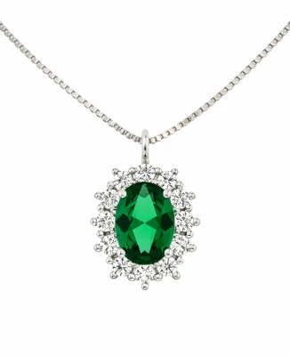 Унисекс колие Four Line P2400W-GR от 14K Злато Бяло - с форма - Цирконий