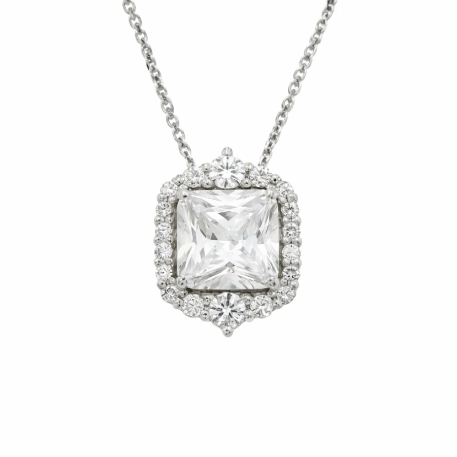 Унисекс колие от 14K Злато Бяло - с форма - Цирконий