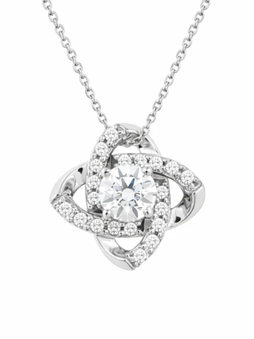 Унисекс колие от 14K Злато Бяло - с форма - Цирконий