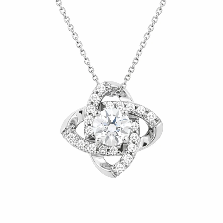 Унисекс колие от 14K Злато Бяло - с форма - Цирконий