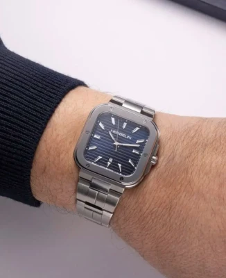 Мъжки ръчен часовник с кварцов механизъм - корпус от Стомана - цвят Син