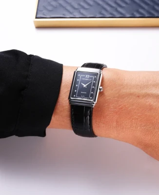 Унисекс ръчен часовник с кварцов механизъм - корпус от Стомана - цвят Черен