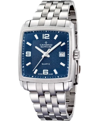 Мъжки ръчен часовник с кварцов механизъм - корпус от Стомана - Стоманена верижка - цвят Син