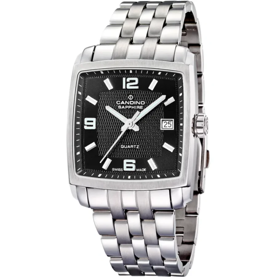 Мъжки ръчен часовник с кварцов механизъм - корпус от Стомана - Стоманена верижка - цвят Черен