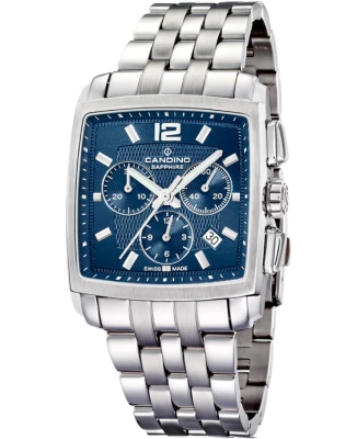 Мъжки ръчен часовник с кварцов механизъм - корпус от Стомана - Стоманена верижка - цвят Син