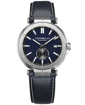 Унисекс ръчен часовник с кварцов механизъм - корпус от Стомана - Естествена кожа - цвят Син