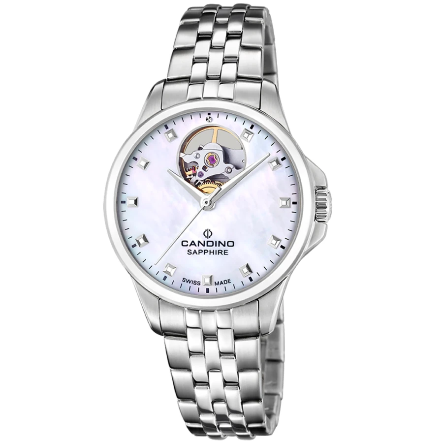 Candino C4770/A Automatic - Дамски ръчен часовник с автоматичен механизъм - корпус от Стомана - Стоманена верижка - цвят Седеф