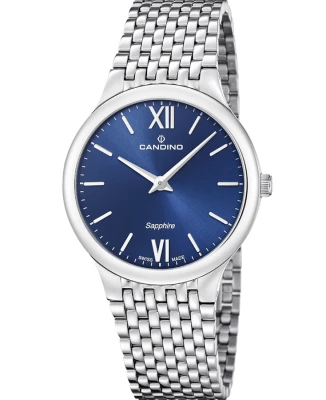 Мъжки ръчен часовник с кварцов механизъм - корпус от Стомана - Стоманена верижка - цвят Син