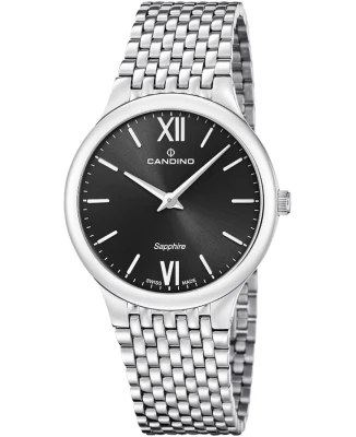 Мъжки ръчен часовник с кварцов механизъм - корпус от Стомана - Стоманена верижка - цвят Черен