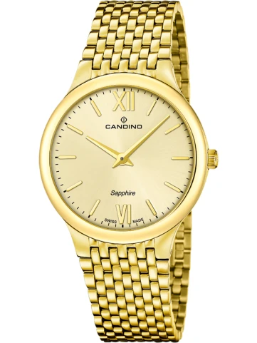 Candino C4790/2 Candino 1947 - Мъжки ръчен часовник с кварцов механизъм - корпус от Стомана - Стоманена верижка - цвят Злато