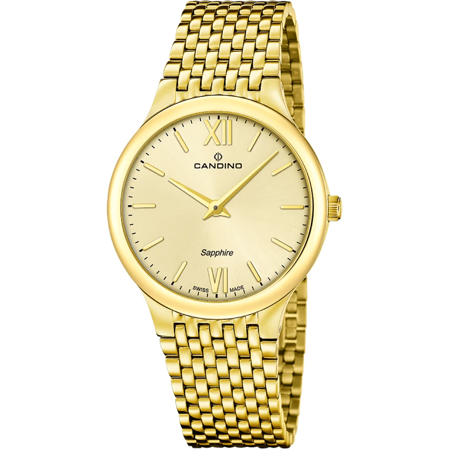 Candino C4790/2 Candino 1947 - Мъжки ръчен часовник с кварцов механизъм - корпус от Стомана - Стоманена верижка - цвят Злато