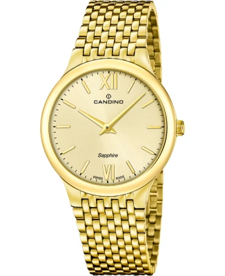 Мъжки ръчен часовник с кварцов механизъм - корпус от Стомана - Стоманена верижка - цвят Злато