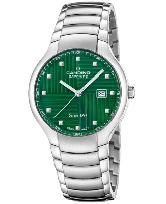 Мъжки ръчен часовник с кварцов механизъм - корпус от Стомана - Стоманена верижка - цвят Зелен