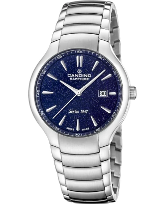 Мъжки ръчен часовник с кварцов механизъм - корпус от Стомана - Стоманена верижка - цвят Син