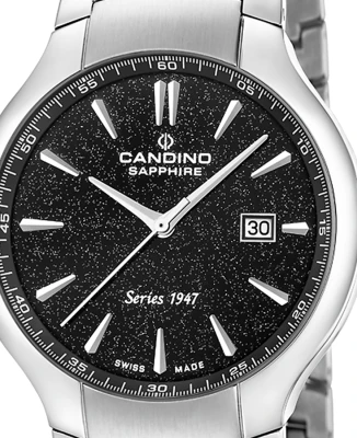 Candino C4792/4 Candino 1947 - Мъжки ръчен часовник с кварцов механизъм - корпус от Стомана - Стоманена верижка - цвят Черен