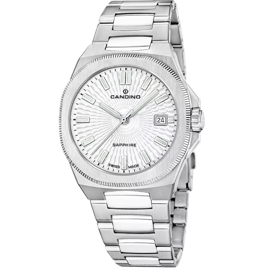 Унисекс ръчен часовник с кварцов механизъм - корпус от Стомана - Стоманена верижка - цвят Бял