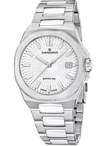 Candino C4799/1 Couple Classic - Мъжки ръчен часовник с кварцов механизъм - корпус Стомана - Стоманена верижка - Бял