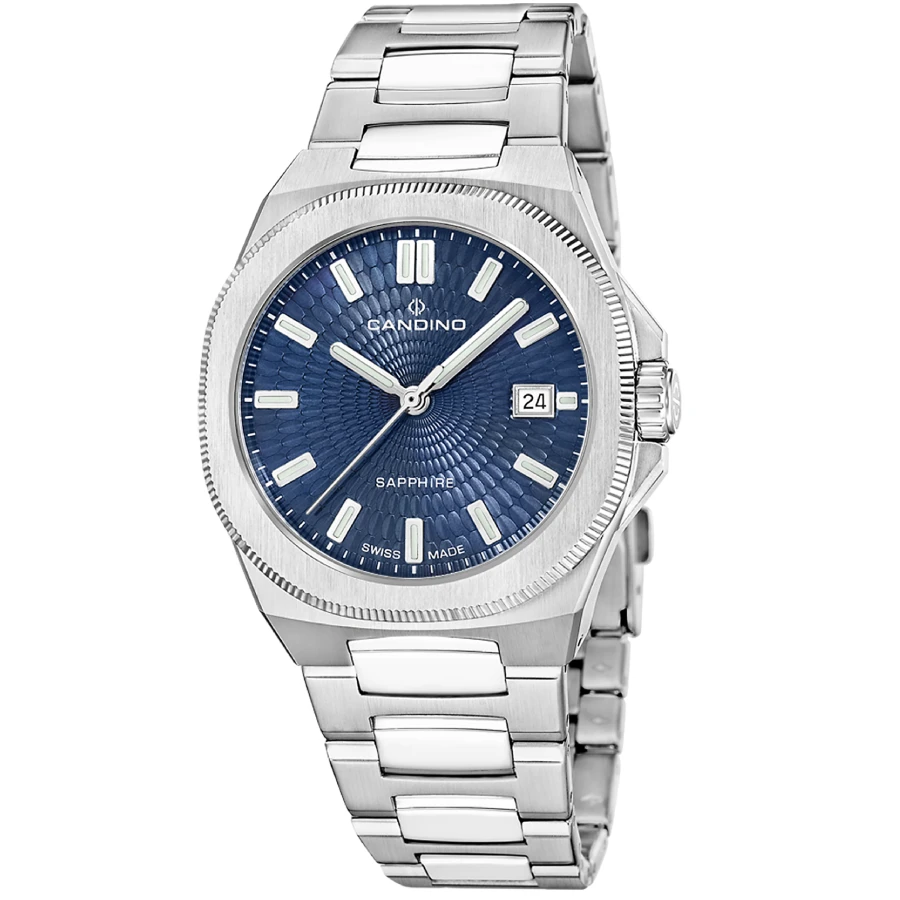 Унисекс ръчен часовник с кварцов механизъм - корпус от Стомана - Стоманена верижка - цвят Син