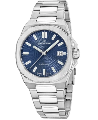 Мъжки ръчен часовник с кварцов механизъм - корпус от Стомана - Стоманена верижка - цвят Син