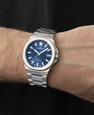 Унисекс ръчен часовник с кварцов механизъм - корпус от Стомана - Стоманена верижка - цвят Син