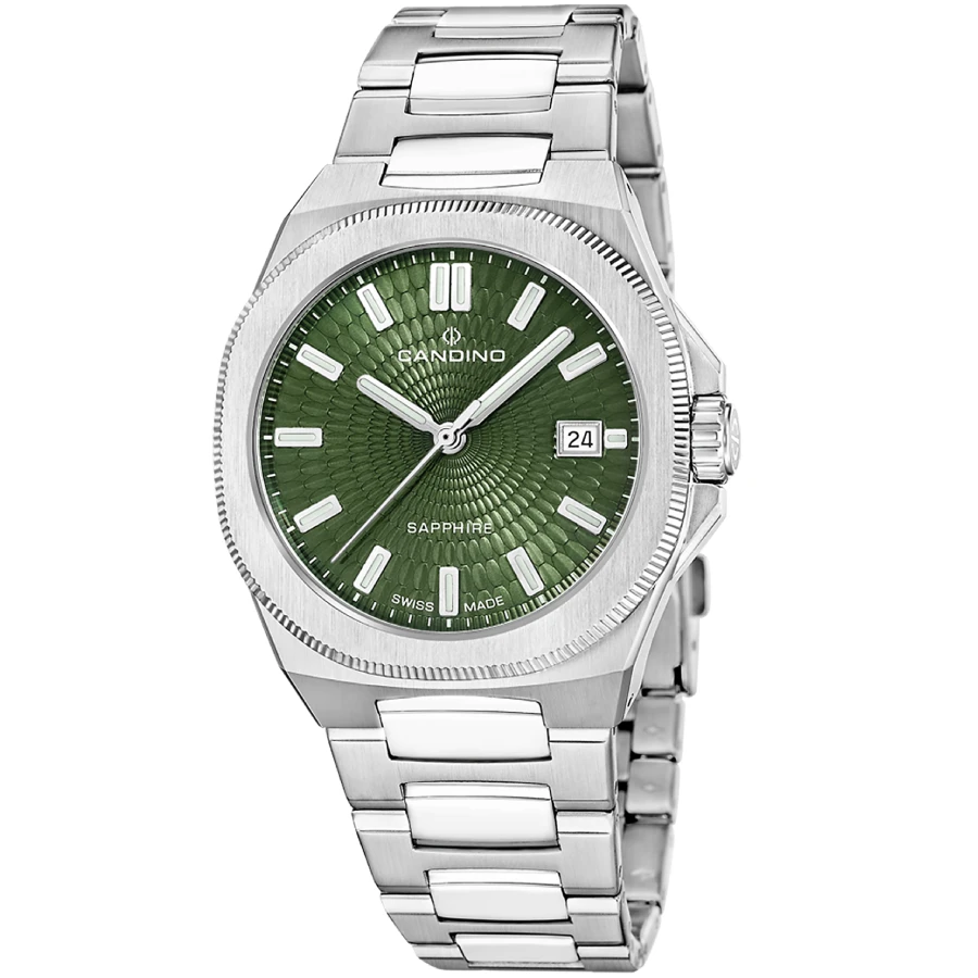 Унисекс ръчен часовник с кварцов механизъм - корпус от Стомана - Стоманена верижка - цвят Зелен