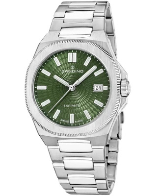 Мъжки ръчен часовник с кварцов механизъм - корпус от Стомана - Стоманена верижка - цвят Зелен