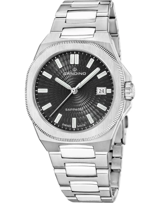 Мъжки ръчен часовник с кварцов механизъм - корпус от Стомана - Стоманена верижка - цвят Черен