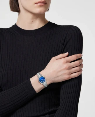 Унисекс ръчен часовник с кварцов механизъм - корпус от Стомана - Стомана - цвят Седеф