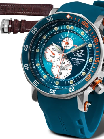Vostok Europe YM86-620A636 Lunokhod - Унисекс ръчен часовник с кварцов механизъм - корпус от Стомана - Естествена кожа - цвят Син